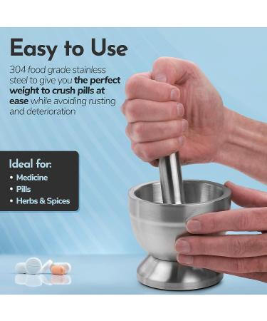 Pill Crusher - Stainless Steel Medicine Grinder for Easy Medicine Crushing - Ideal for Adults, Seniors, Dogs, and Pets - Buy Online on GoSupps.com
