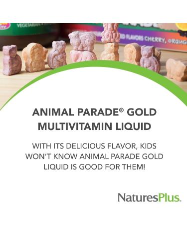 NaturesPlus Animal Parade Gold Children's Liquid Multivitamin 16 fl oz - Natural Tropical Berry Flavor | Immune Support Supplement | Gluten Free Vegan - Buy Online on GoSupps.com