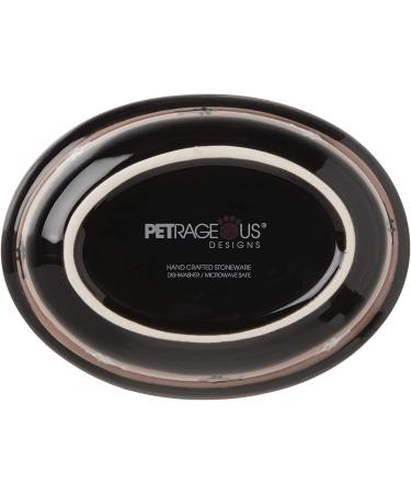 PetRageous 10070 Oval City Pets Stoneware Cat Bowl - 6.25 Wide, 1.5 Tall Saucer, 1-Cup Capacity, Dishwasher & Microwave Safe - Ideal for Cats - Black/Brown - Buy Online on GoSupps.com