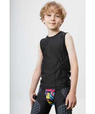 Buy Kids Padded Football Shirt & Rib Guard - XL Black Compression Basketball & Rugby Gear - Buy Online on GoSupps.com