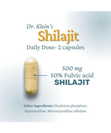 Dr. Klein's Natural Shilajit for Men & Women. 500mg daily dose. 50% Fulvic Acid. Pure Himalayan Shilajit. Ayurvedic Rasayana. Vegan & Gluten Free. Made in Canada. 120 Capsules. - Buy Online on GoSupps.com