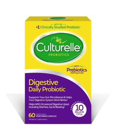 Culturelle Daily Probiotic, Digestive Health Capsules, 60 Count Unflavored 60 Count (Pack of 1)
