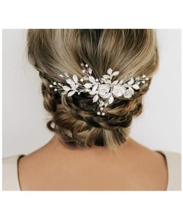 SWEETV Wedding Hair Comb Rhinestone Bridal Hair Clip-Handmade Wedding Hair Accessories for Brides and Bridesmaid Bridal Hair Pieces Wedding Headpiece,Silver - Buy Online on GoSupps.com