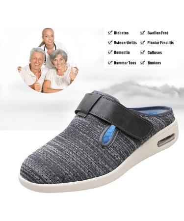 MAQUEL Women's Walking Shoes - Adjustable Strap, Expandable Width, Dark Grey - Size 44 | Ideal for Plantar Fasciitis, Orthopedic Support & Diabetic Foot Care - Buy Online on GoSupps.com