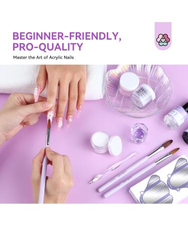 Saviland Acrylic Nail Kit for Beginners - 3 Colors Powder & Liquid Set with Nail Brush & Tools - DIY Nail Extension & Manicure Gift - 02 with Practice Fingers - Buy Online on GoSupps.com