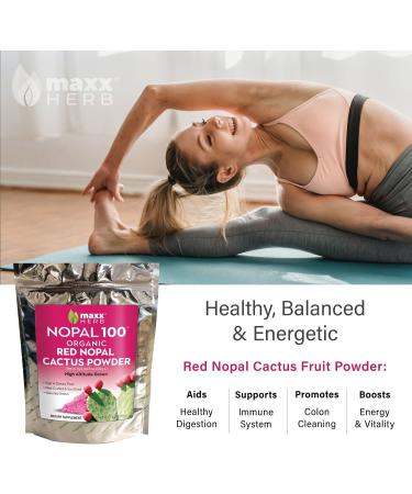 Maxx Herb Organic Red Nopal Cactus Powder - Digestion & Immune Support - 10 Oz Bag (28 Servings) | Vegan, Non-GMO, Gluten-Free - Buy Online on GoSupps.com