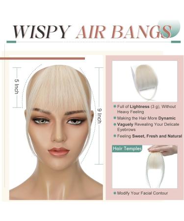 Elailite Clip in Fringe Human Hair Wispy Air Bangs (Super Thin Type) - 100% Real Remy Natural Hair Bangs 5 Inch With Temples Hair Piece 15g - #60 Platinum Blonde - Buy Online on GoSupps.com
