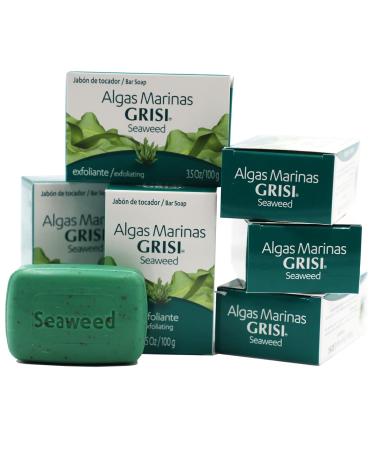 Grisi Seaweed Soap 6-Pack - Cleansing and Exfoliating Soap with Seaweed for Pore Unclogging, Circulation Stimulation, and Toxin Elimination - 3.5 Oz Each - Buy Online on GoSupps.com