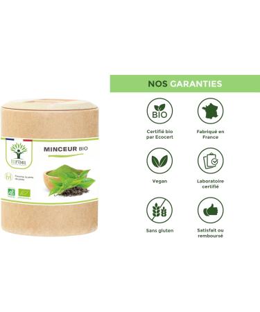 Organic Slimming Bioptimal - Food Supplement - Guarana Green Tea + Plants for Weight Loss - 4 Actions - Fat Burning Weight Loss - Digestion - Made in France - Ecocert Certified - 200 Capsules - Buy Online on GoSupps.com