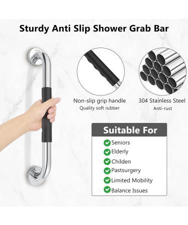 Grab Bars for Bathroom Aolloa Shower Grab Bar 16inch SUS304 Stainless Steel Anti Slip Bathroom Handicap Grab Bars Applicable to Bathroom Shower (Silver 2Pack) - Buy Online on GoSupps.com