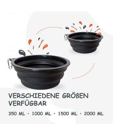 Petsation Foldable Dog Bowl - 1000ml Travel Water Bowl for Dogs | Original Portable Food & Drinking Bowl - 2x Black Napf Ideal for Everyday Use - Buy Online on GoSupps.com