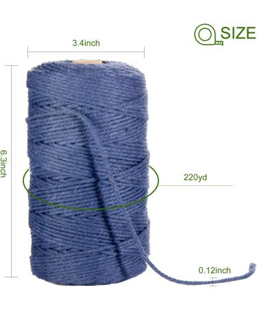 POZEAN Navy Blue Macrame Cord 3mm x 220 Yards - 100% Natural Cotton Rope for DIY Crafts, Wall Hanging, Plant Hangers - Christmas Wedding Decor Projects - Buy Online on GoSupps.com