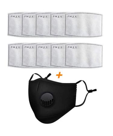 10pcs PM2.5 Activated Carbon Filter Replaceable Anti Haze Filter Paper for Washable Cotton Adult Mouth Cover (1pc Mouth Cover + 10pcs Activated Carbon Filters)