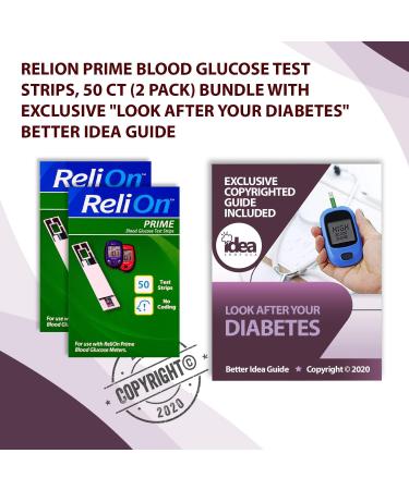 ReliOn Prime Blood Glucose Test Strips 50 Ct (2 Pack) Bundle - Exclusive Look After Your Diabetes Guide Included - Buy Online on GoSupps.com