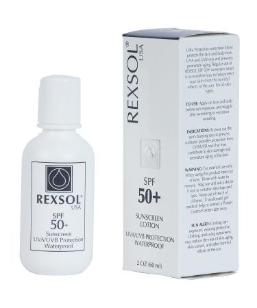 REXSOL SPF 50+ Sunscreen UVA UVB Protection Waterproof | With Vitamin C  Vitamin E & Vitamin A | Maximum reinforced protection against UVA and UVB rays | Prevent fine lines and wrinkles(60 ml/2 fl oz)