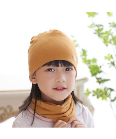 VUCDXOP Baby Children's Cotton Hat Scarf Set - Yellow M (7 months-2 years) | Soft Beanie Hat + Tube Scarf Combo for Boys and Girls - Buy Online on GoSupps.com
