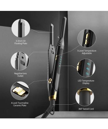 Small Flat Irons for Short Hair - Pro 3/10 Mini Hair Straightener with Adjustable Temperature & Auto Shut Off - Buy Online on GoSupps.com