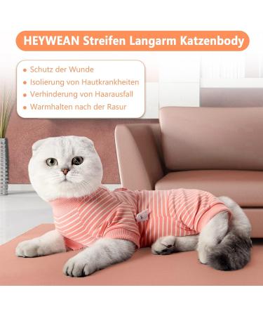 Heywean Long-Sleeved Striped Cat Body - Post-Operation Wear for Cats | Anti-Trimming Clothing in Orange - Buy Online on GoSupps.com