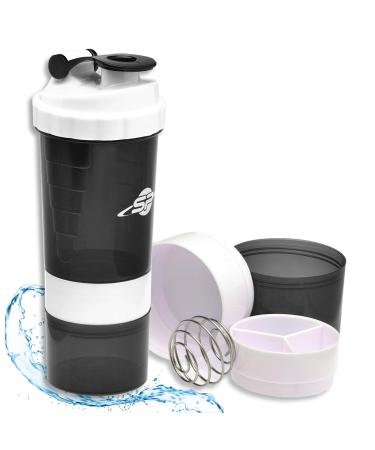 Smart Planet Protein Shaker 500ml with powder compartment (150ml) and 3 -seater tablet organizer - protein Shaker - leak -proof BPA free for fitness protein shake