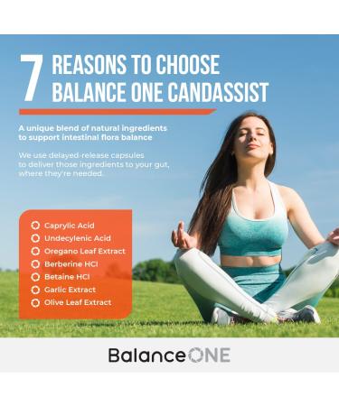 Balance ONE CandAssist - Digestion & Intestinal Flora Support - Caprylic Acid, Oregano, Berberine - 30 Day Supply - Buy Online on GoSupps.com