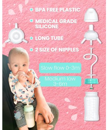 Skywin Self Feeding Baby Bottle 8oz with Straw | Anti Colic, Convenient Feeding | Green - Buy Online on GoSupps.com