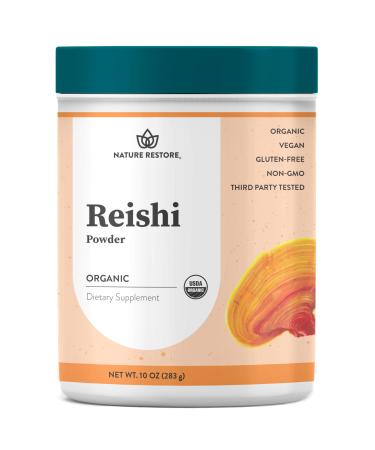 Nature Restore USDA Certified Organic Reishi Mushroom Powder 10 Ounces Non GMO Gluten Free Packaged in California Ganoderma Lucidum/Lingzhi 10 Ounce (Pack of 1)