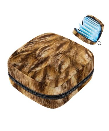 Owl Feather Women Napkin Storage Bag Portable Zippered Napkin Pouch for Teen Girls Women Ladies