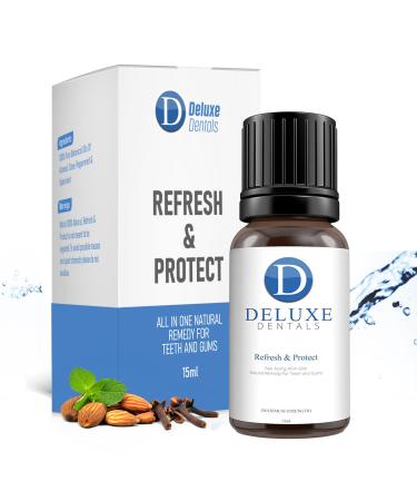 Deluxe Dentals Freshens & Protects Maximum Strength Fast Acting 100% Pure Botanical Oils Natural Remedy For Teeth & Gums Works as Toothpaste Mouthwash & Breath Freshener 15ml