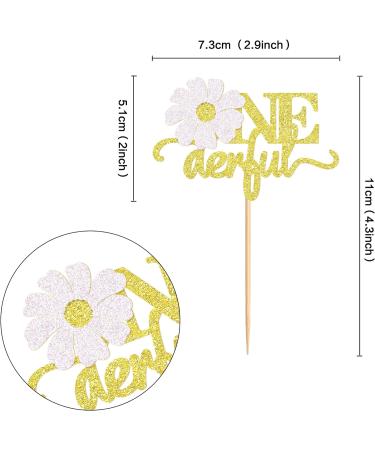 Ercadio 24 Pack Daisy Onederful Cupcake Toppers Daisy Onederful Cupcake Picks Daisy Flower 1st Cupcake Toppers for Chrysanthemum Theme Birthday Baby Shower Party Cake Decor Supplies Pattern 6 - Buy Online on GoSupps.com
