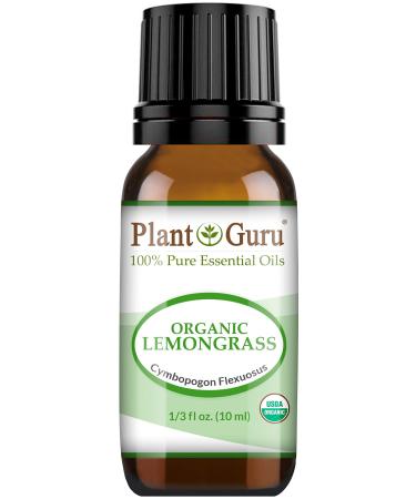 Organic Lemongrass Essential Oil 10 ml 100% Pure Undiluted USDA Certified Therapeutic Grade for Aromatherapy Diffuser 10 ml
