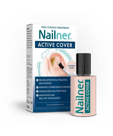 Nailner Active Cover - Nail Fungus Treatment - Instantly Covers Discoloured Nails - Innovative 24 Hour Peel Off Technology - Nude - 30ml