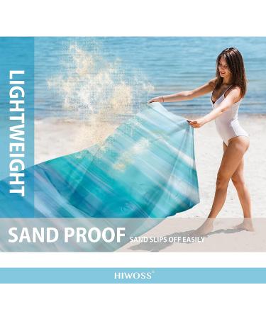 Hiwoss Sand Proof Beach Blanket Oversized 95"x 80" Waterproof Sand Free Beach Mat with Corner Pockets  Portable Mesh Bag for Beach Party Picnic Travel and Outdoor Camping Dream Blue and Teal 95x 80 DreamSea - Buy Online on GoSupps.com