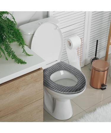 Soft Thicker Toilet Seat Covers - 2 Pack Washable Cushion Cover with Zipper, Diamond Fleece Fabric for Bathroom - Warm & Cozy - Buy Online on GoSupps.com