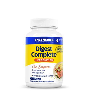 Enzymedica Digest Complete + Probiotics Gentle Digestive Enzymes with 400 Million CFU Active Cultures per Capsule 30 Capsules 30 Count