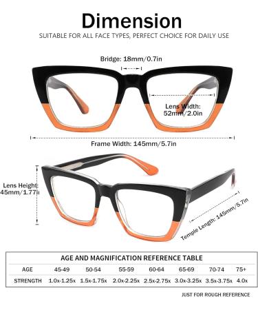 3 Pack Oprah Style Oversized Reading Glasses for Women - Blue Light Blocking Cat Eye Readers - Anti UV Ray & Eye Strain - Stylish Eyeglasses with Pouches - 2.75x Magnification - Buy Online on GoSupps.com