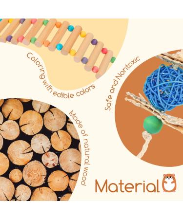 Nobleza 7-Piece Hamster Toy Set - Natural Pine Wood Chew Toys for Mice Guinea Pigs Chinchillas Rabbits & Birds - Safe & Durable - Buy Online on GoSupps.com