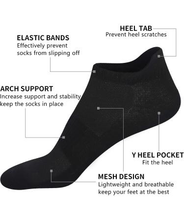 Cozi Foot Women's Ankle Socks 10 Pairs | Thin Soft Athletic Low Cut Socks with Tab | C02 Black 5-8 - Buy Online on GoSupps.com