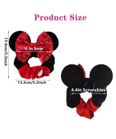 Sparkly Minnie Mouse Ear Scrunchies - 6 Pack Velvet Hair Scrunchies - Buy Online on GoSupps.com