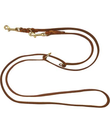 Premium Dog Liner Grease Leather Brass Leash - Adjustable Double Linen 2m-5m Lengths for Small & Large Dogs Cognac 5m x 12mm - Buy Online on GoSupps.com
