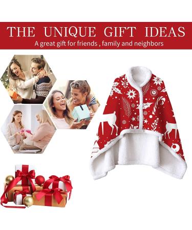 Wearable Blanket Christmas Shawl Ultra Soft with Buckle Warm Cosy Comfy Christmas Throw Blanket Cloak for Women Girls Adults Black3 75*100cm - Buy Online on GoSupps.com