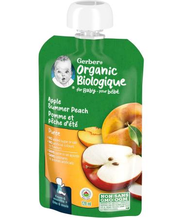 Nestle Gerber Nestle Gerber Organic Puree Apple & Summer Peach 128ml Pouch - Buy Online on GoSupps.com