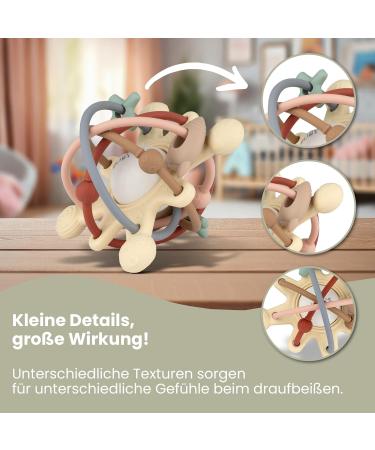 Bobys Sensory Baby Bei ring - Navajo White BPA-Free Silicone Teething Toy & Rattle | Multifunctional & Easy to Clean Dental Aid - Buy Online on GoSupps.com