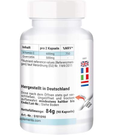 ViVe Supplements Quercetin with Vitamin C 90 Capsules HIGH DOSE VEGAN Made in Germany - Buy Online on GoSupps.com