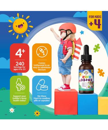Autistic UpBeat: Kids Vitamin D3 & K2 Drops - Liquid D3 for Children with K2 MK-7 | Non GMO Supplement for Immune Brain Bone & Focus Support - 2 FL OZ Easy to use Liquid Drops Supplement Ages 4+ - Buy Online on GoSupps.com