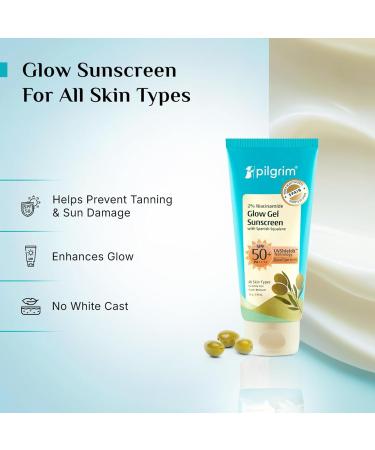 Pilgrim 2% Niacinamide Gel Sunscreen SPF 50+ PA++++ | Lightweight Broad Spectrum UV Protection for Face | Non-Greasy Fast Absorbing Daily Sunscreen | 1.76 Oz (50g) - Buy Online on GoSupps.com