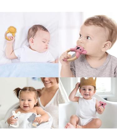Elephant Baby Teething Toy - Natural Wooden Ring, Food-Grade Silicone, 12+ Months - Buy Online on GoSupps.com