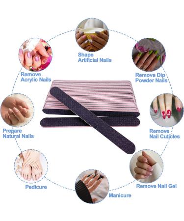 20 Pcs Double Sided 100/180 Grit Nail File Set for Natural and Acrylic Nails - Professional Manicure Pedicure Tool - Reusable Washable Emery Boards - 7In Black - Buy Online on GoSupps.com