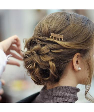 HINZIC 45PCS 5 Teeth Hair Side Combs - Wedding Veil Twist French Vintage Hair Clips Pins - Bridal Party Prom Accessories (Gold Silver Brown) - Buy Online on GoSupps.com