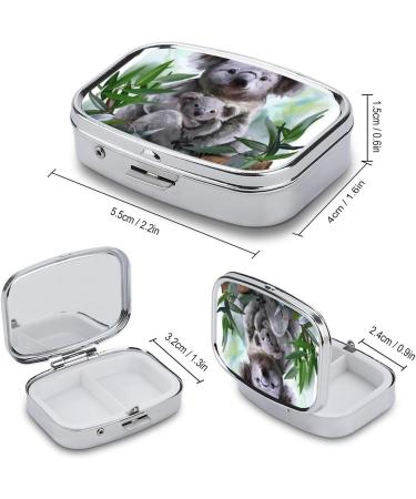 Koala Painting Small Pill Box - Metal Organizer with Lock | Portable Mini Medicine Box for Daily Vitamins | Travel-Friendly Storage for Purse & Pocket - Buy Online on GoSupps.com