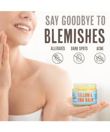 Grassfed Beauty Tallow & Emu Balm (Unscented) - 2 oz | Natural Moisturizer for Skin & Lip Care - Buy Online on GoSupps.com